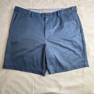 Croft & Barrow Men's Blue Flat Front Polyester Shorts Size 44 Stretch Waist‎